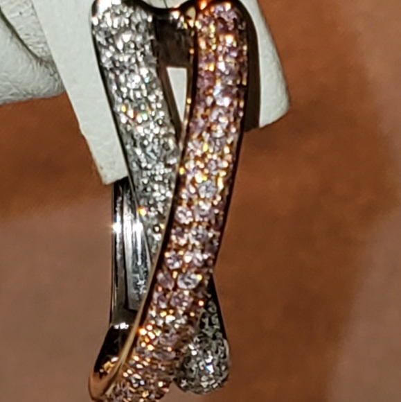 COPY - GORGEOUS 18KT GOLD NATURAL PINK DIAMOND EARRINGS - Picture 7 of 11